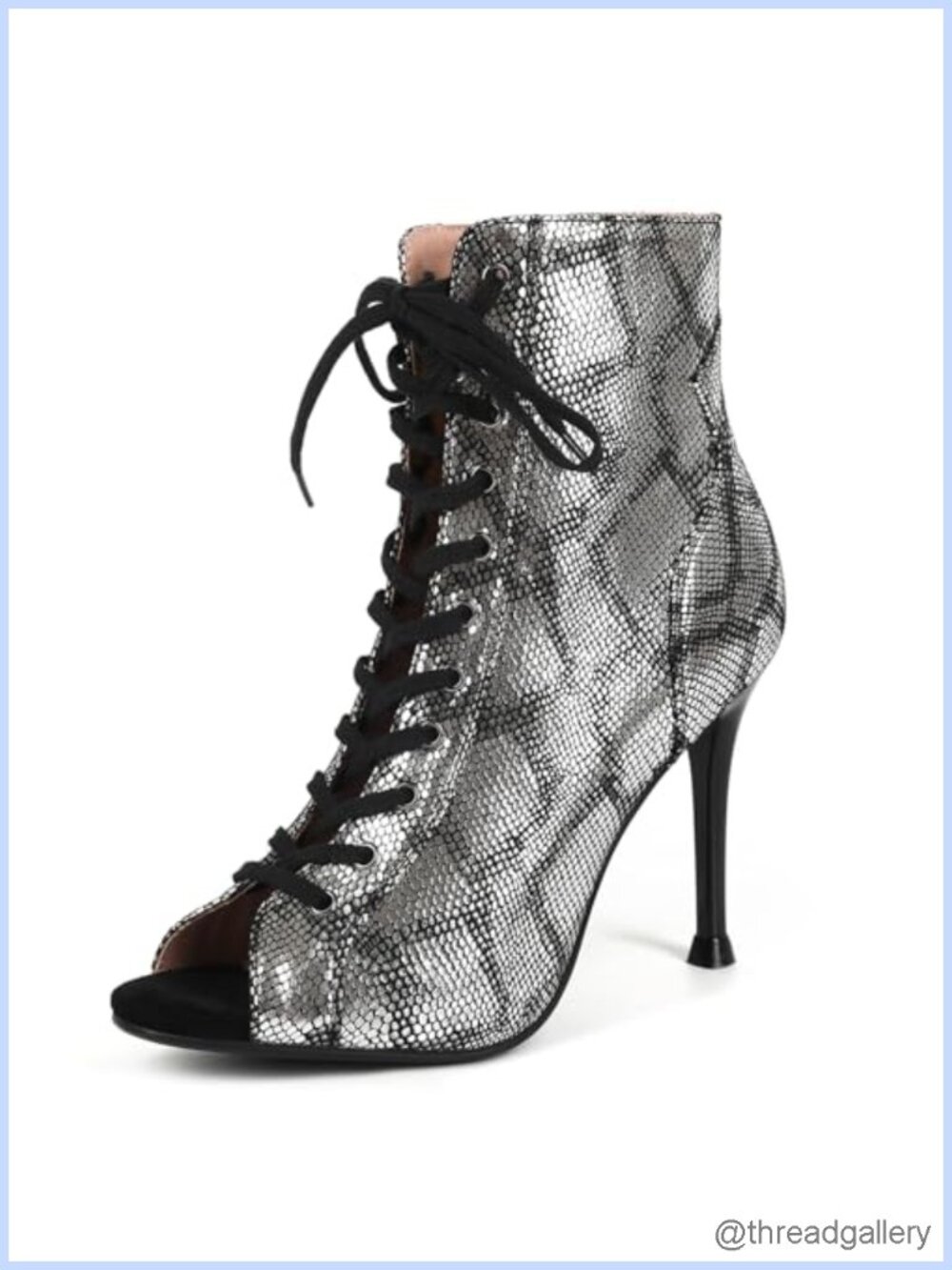 Faux Leather Stiletto Dance Heels Peep Toe Ankle Strap Sandals